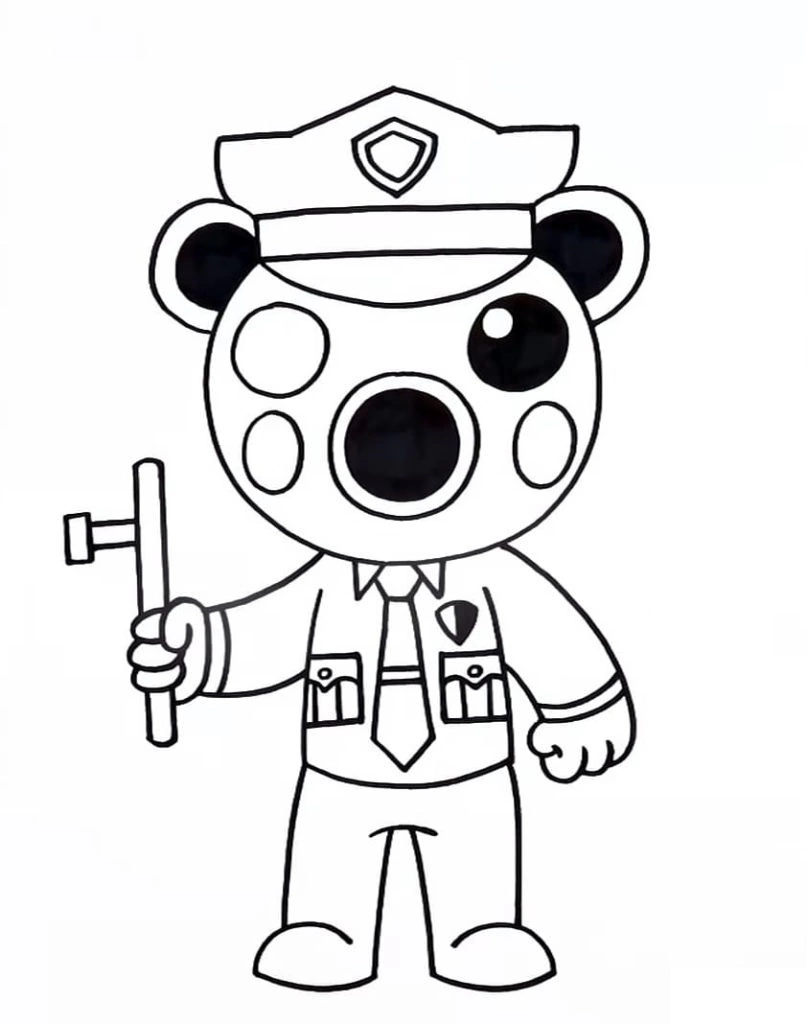 Coloring page Roblox piggy policeman